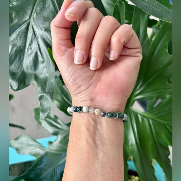 Sunstone & Moss Agate bracelet - Picture 3 of 4